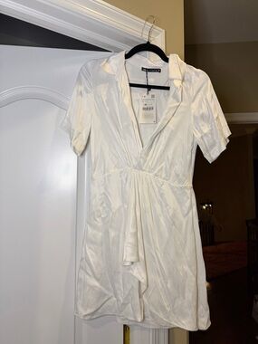 Zara White Satin Mini Dress